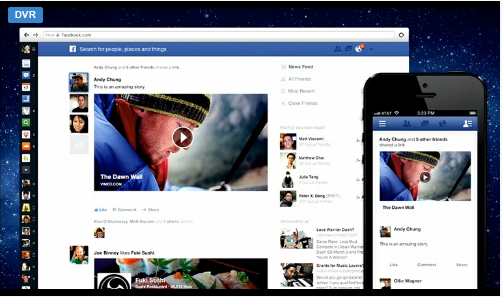 updated Facebook newsfeed
