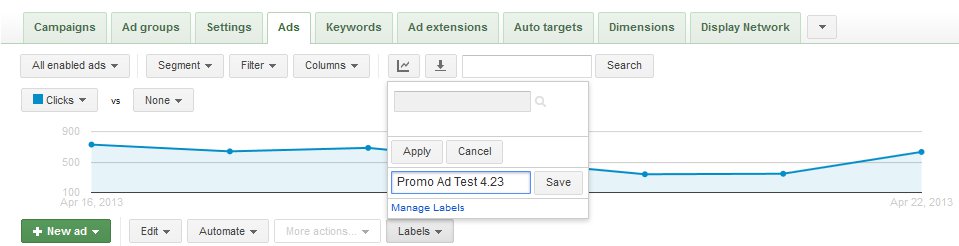labels in adwords