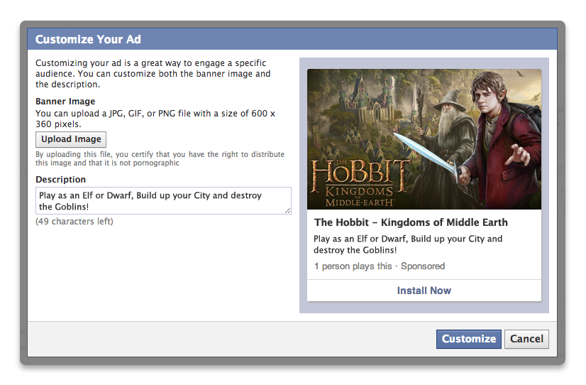 customization facebook ads