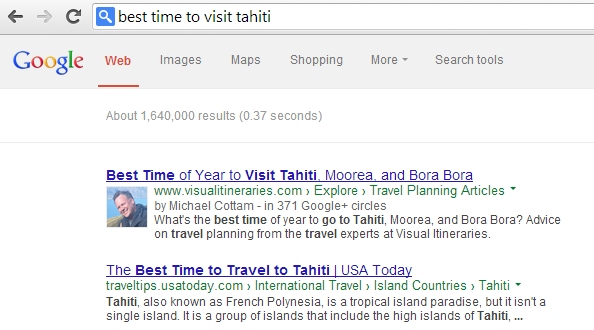 best time to visit tahiti SERPS