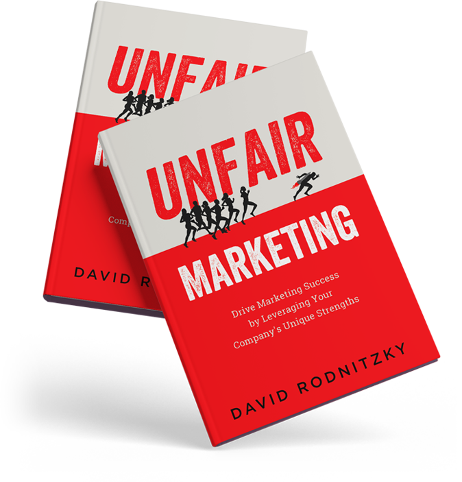 Two copies of the Unfair Marketing book