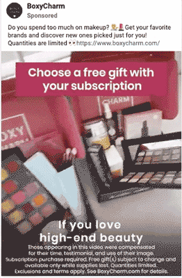 Ad example from a makeup brand