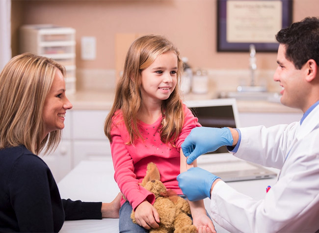 Mom and daughter at the doctor office