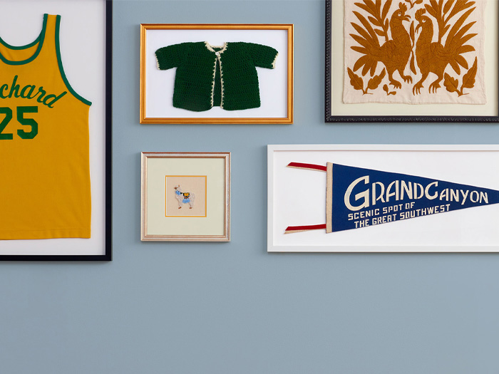Jerseys framed on wall