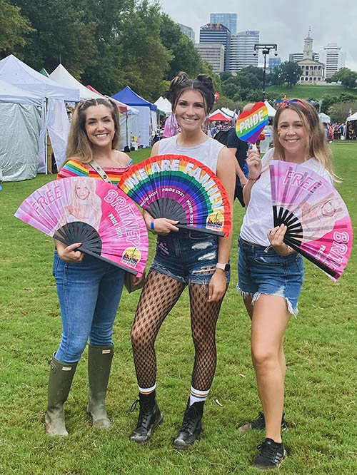 Shelby Nations and friends at Pride Celebration with Pride Gear