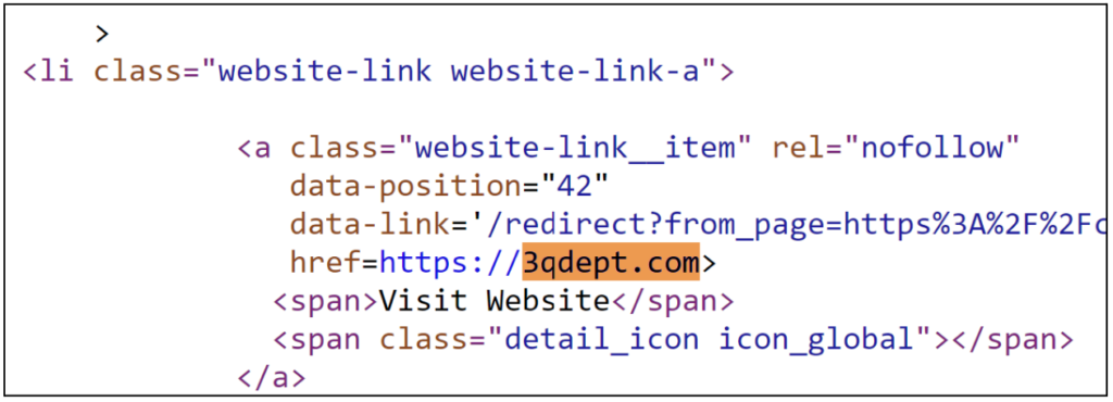 ><li class="website-link website-link-a"> <a class="website-link_item" rel="nofollow" data-position="42" data-link='/redirect?from_page=https%3A%2F%2Fc href=https://3qdept.com> <span>Visit Website</span> <span class="detail_icon icon_global"></span> </a>