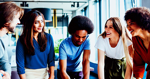 Group of people collaborating at work